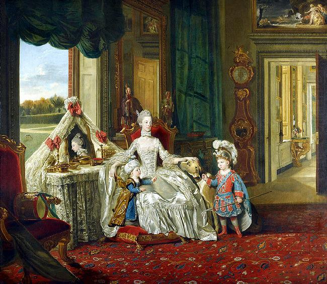Johann Zoffany Queen Charlotte with her Two Eldest Sons china oil painting image